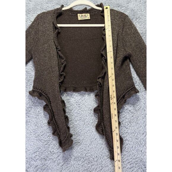 Vintage Juicy Medium Cashmere Cardigan Sweater Brown Gold Cropped Y2K Nature - Picture 9 of 12